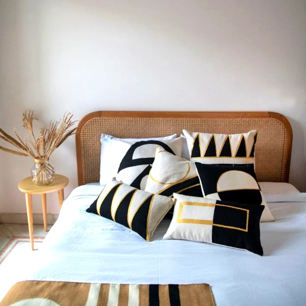 NWT West Elm x Leah Singh Geometric Gold Wool Tribeca Rectangle Pillow Cover